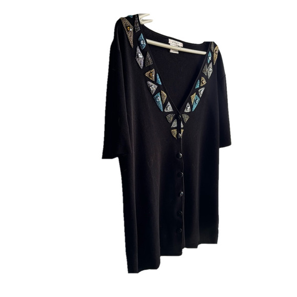 Vintage 90’s Beautiful black,blue,silver,gold dazzle. Short sleeve fancy - Picture 3 of 5